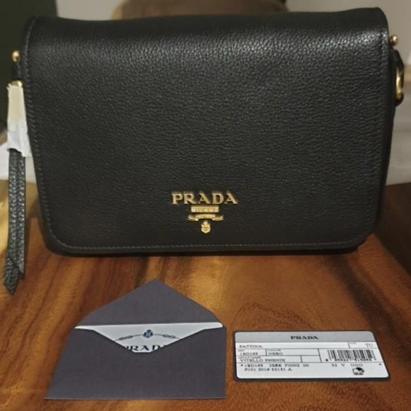 NEW Prada Vitello Phenix Black Leather Crossbody Bag 💯Authentic - Picture 11 of 11